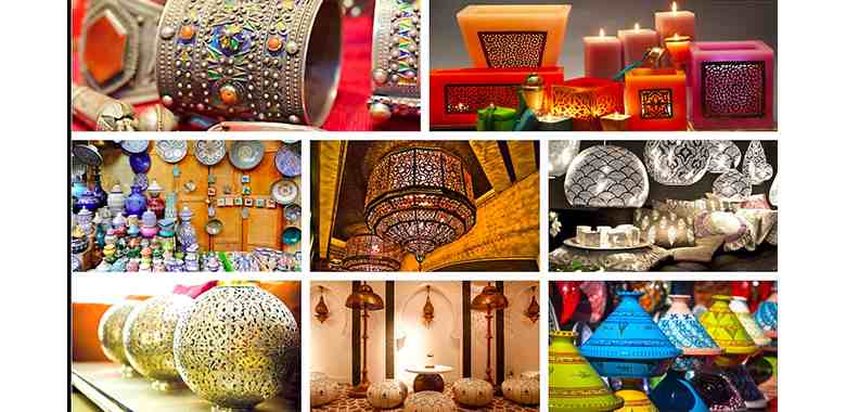Des artisans au travail sur du zellige et des objets décoratifs, promouvant l’exportation et le tourisme culturel.