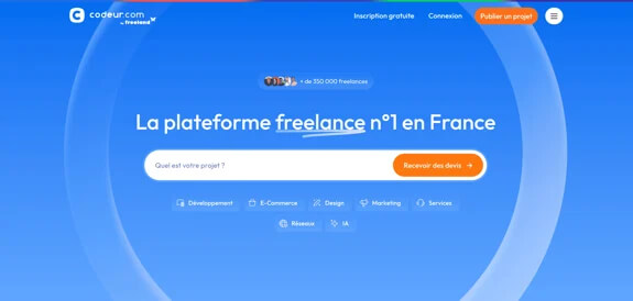 Aperçu de Codeur.com, une plateforme spécialisée en développement et rédaction pour freelances marocains