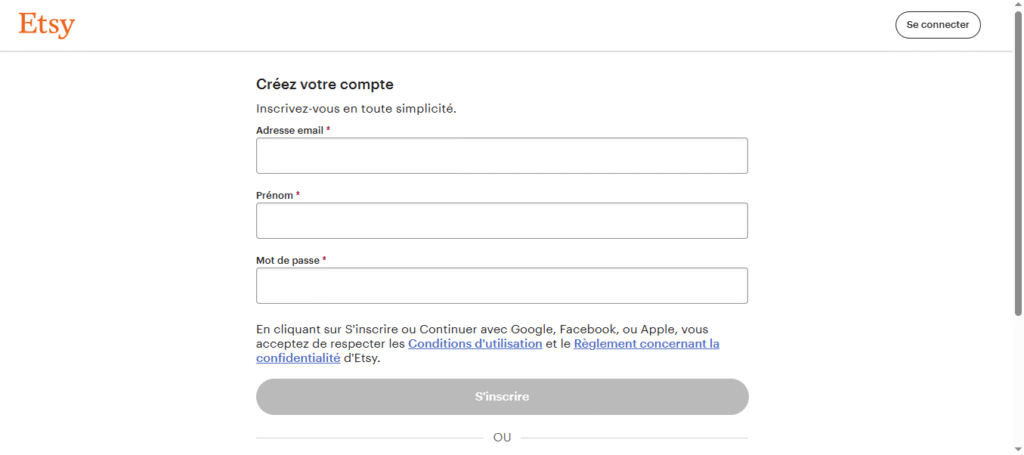 Interface de création d’une boutique Etsy pour les vendeurs marocains