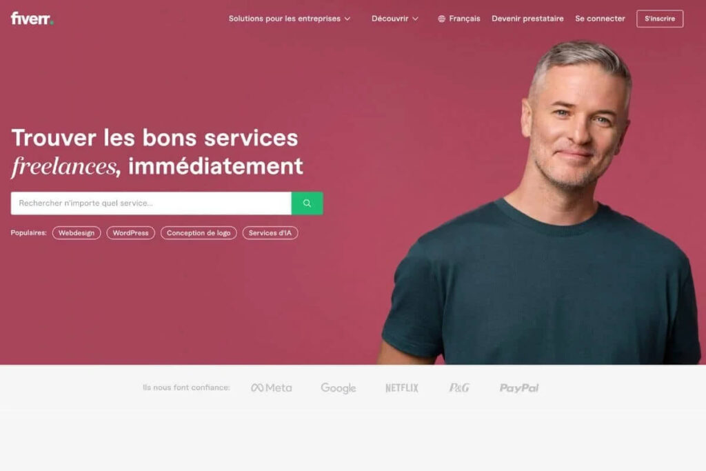 Interface Fiverr où les freelances marocains créent des gigs pour proposer leurs service