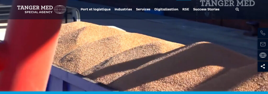 Capture d’écran du site Tanger Med montrant les infrastructures industrielles favorables à l’implantation d’un commerce rentable au Maroc